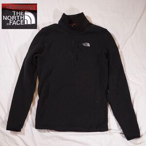 The North Face Fleece Jacket Quarter Zip Logo Embroidered Mens Small Black